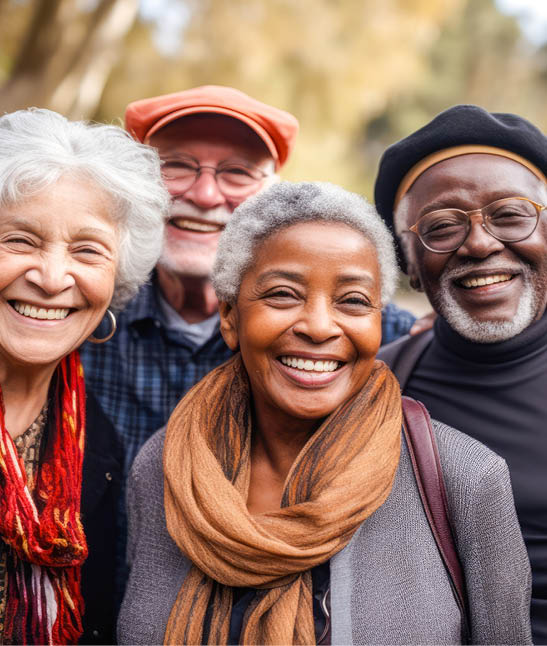 A group of five people posing for a picture, smiling and laughing. AI generated content